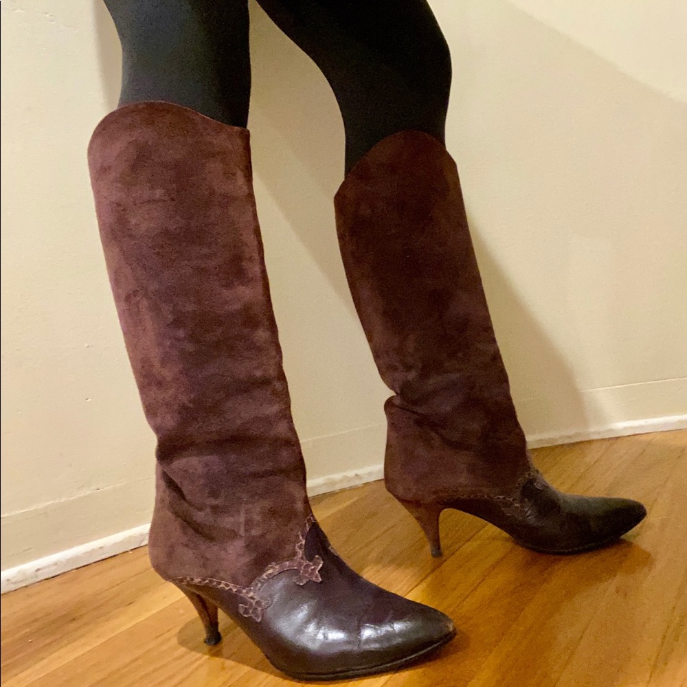 Handmade Italian Purple knee-high boots